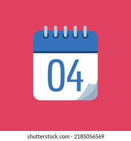 Specific day calendar vector illustration, blue vector flat icon, day 04.
