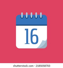Spezifische Tageskalender, Vektorgrafik, blaues Vektorsymbol, Tag 16.