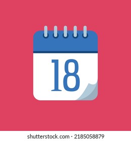 Spezifische Tageskalender, Vektorgrafik, blaues Vektorsymbol, Tag 18.