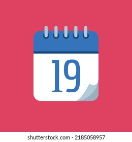 Spezifische Tageskalender, Vektorgrafik, blaues Vektorsymbol, Tag 19.