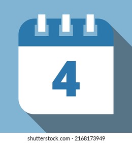 Specific day vector calendar marking day 4, appointment schedule vector icon for websites, print and stickers. Editable in blue and white colors, scheduled day.