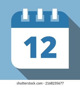 Specific day vector calendar marking day 12, appointment schedule vector icon for websites, print and stickers. Editable in blue and white colors, scheduled day.