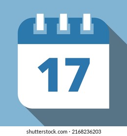 Specific day vector calendar marking day 17, appointment schedule vector icon for websites, print and stickers. Editable in blue and white colors, scheduled day.