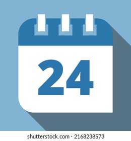 Specific day vector calendar marking day 24, appointment schedule vector icon for websites, print and stickers. Editable in blue and white colors, scheduled day.