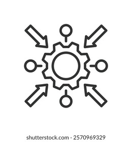 Specific functionality, icon in line design. Specific functionality, custom features, specialized tools, unique capabilities on white background vector. Specific functionality editable stroke icon