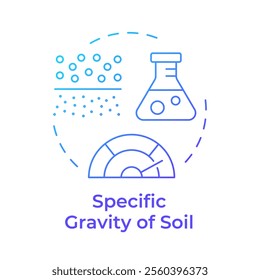Specific gravity test blue gradient concept icon. Measurement of soil particles density. Geotech assessment. Round shape line illustration. Abstract idea. Graphic design. Easy to use in article