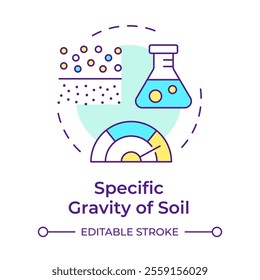 Specific gravity test multi color concept icon. Measurement of soil particles density. Geotech assessment. Round shape line illustration. Abstract idea. Graphic design. Easy to use in article