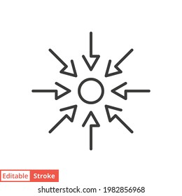 Specific line icon. Simple outline style. Information, modern, technology, arrow, concertration, decentralisation concept. Vector illustration isolated on white background. Editable stroke EPS 10.