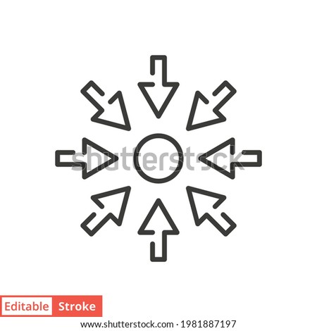 Specific line icon. Simple outline style. Information, modern, technology, arrow, concertration, decentralisation concept. Vector illustration isolated on white background. Editable stroke EPS 10.
