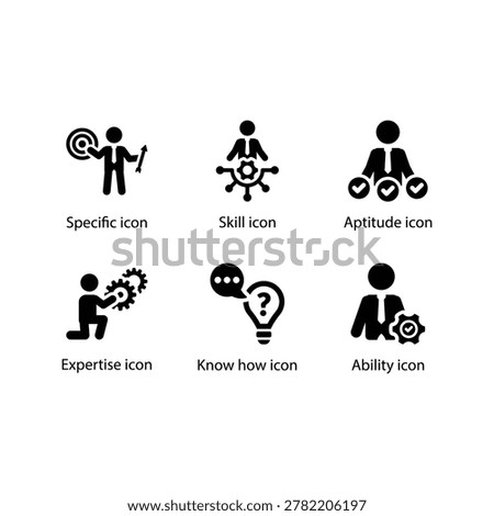 Specific, Skill, Aptitude, Expertise, Know how, Ability, Blue Icon Set