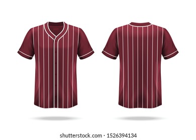 Specification Baseball Jersey T Shirt Mockup isolated on white background , Blank space on the shirt for the design and placing elements or text on the shirt , blank for printing , vector illustration