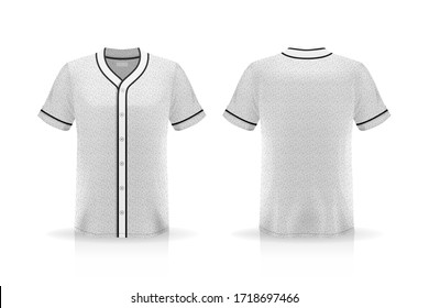Specification Baseball Jersey T Shirt Mockup isolated on white background , Blank space on the shirt for the design and placing elements or text on the shirt , blank for printing , vector illustration