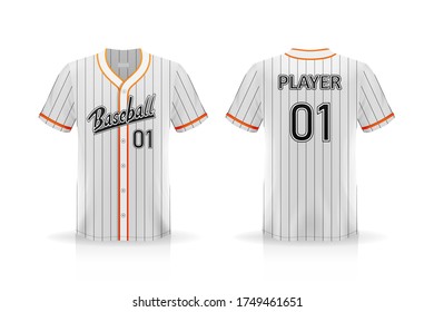 Specification Baseball Jersey T Shirt Mockup isolated on white background , Blank space on the shirt for the design and placing elements or text on the shirt , blank for printing , vector illustration