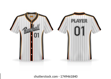 Specification Baseball Jersey T Shirt Mockup isolated on white background , Blank space on the shirt for the design and placing elements or text on the shirt , blank for printing , vector illustration