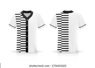 Specification Baseball Jersey T Shirt Mockup isolated on white background , Blank space on the shirt for the design and placing elements or text on the shirt , blank for printing , vector illustration