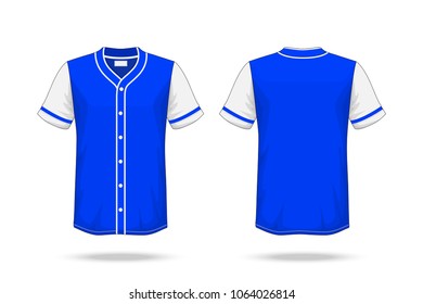 Specification Baseball T Shirt Blue white Mockup isolated on white background , Blank space on the shirt for the design and placing elements or text on the shirt , blank for printing , illustration