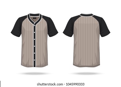 Specification Baseball T Shirt brown black Mockup  isolated on white background , Blank space on the shirt for the design and placing elements or text on the shirt , blank for printing , illustration