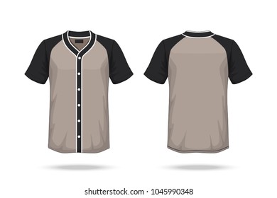 Specification Baseball T Shirt brown black Mockup  isolated on white background , Blank space on the shirt for the design and placing elements or text on the shirt , blank for printing , illustration