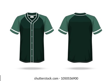 Specification Baseball T Shirt Dark Green Mockup isolated white background , Blank space on the shirt for the design and placing elements or text on the shirt , blank for printing , illustration