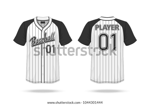 Specification Baseball T Shirt Mockup\
 isolated on white background , A sample design elements or text\
number on the shirt , blank for printing , vector\
illustration