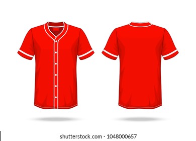 Specification Baseball T Shirt red white Mockup isolated on white background , Blank space on the shirt for the design and placing elements or text on the shirt , blank for printing , illustration