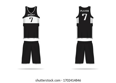 Specification basket Jersey template. mock up Sport T Shirt v neck uniform . Vector Illustration design