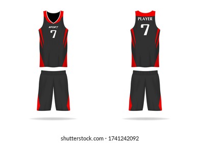 Specification basket Jersey template. mock up Sport T Shirt v neck uniform . Vector Illustration design