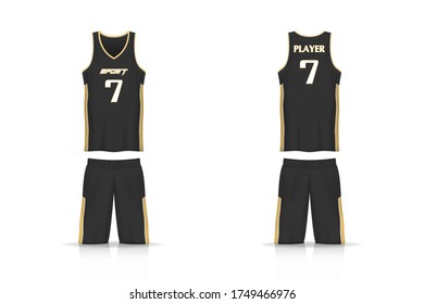 Specification basket Jersey template. mock up Sport T Shirt v neck uniform . Vector Illustration design