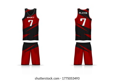 Specification basket Jersey template. mock up Sport T Shirt v neck uniform . Vector Illustration design