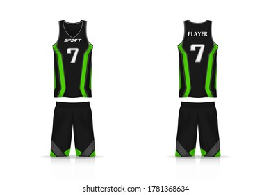 Specification basket Jersey template. mock up Sport T Shirt v neck uniform . Vector Illustration design