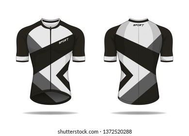Specification Cycling Jersey template. mock up Sport T Shirt round neck uniform for bicycle apparel . Vector Illustration design