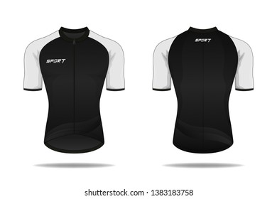 Specification Cycling Jersey template. mock up Sport T Shirt round neck uniform for bicycle apparel . Vector Illustration design