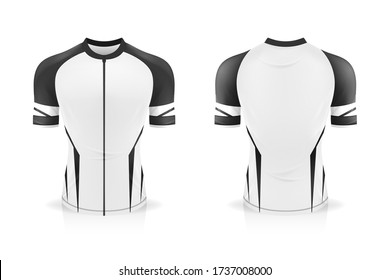 Specification Cycling Jersey template. mock up Sport T Shirt round neck uniform for bicycle apparel . Vector Illustration design , Separate work layers .