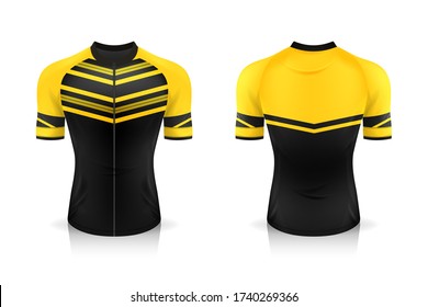 Specification Cycling Jersey template. mock up Sport T Shirt round neck uniform for bicycle apparel . Vector Illustration design , Separate work layers .