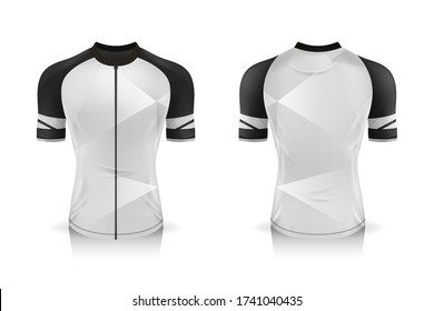 Especificación plantilla de Jersey de Ciclismo. burlarse del uniforme de cuello redondo de Sport T Shirt para ropa de bicicleta . Diseño de ilustración vectorial , capas de trabajo separadas .