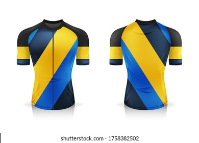 Especificación plantilla de Jersey de Ciclismo. burlarse del uniforme de cuello redondo de Sport T Shirt para ropa de bicicleta . Diseño de ilustración vectorial , capas de trabajo separadas .