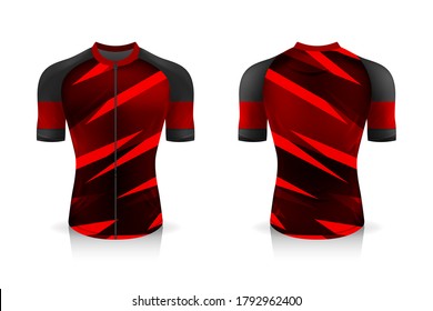 Specification Cycling Jersey template. mock up Sport T Shirt round neck uniform for bicycle apparel . Vector Illustration design , Separate work layers .