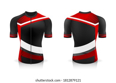Specification Cycling Jersey template. mock up Sport T Shirt round neck uniform for bicycle apparel . Vector Illustration design , Separate work layers .