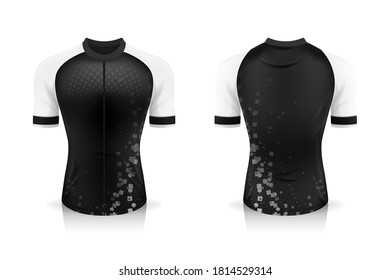 Specification Cycling Jersey template. mock up Sport T Shirt round neck uniform for bicycle apparel . Vector Illustration design , Separate work layers .