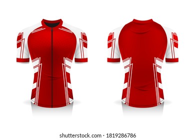 Specification Cycling Jersey template. mock up Sport T Shirt round neck uniform for bicycle apparel . Vector Illustration design , Separate work layers .