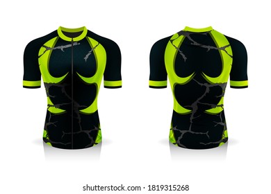 Specification Cycling Jersey template. mock up Sport T Shirt round neck uniform for bicycle apparel . Vector Illustration design , Separate work layers .