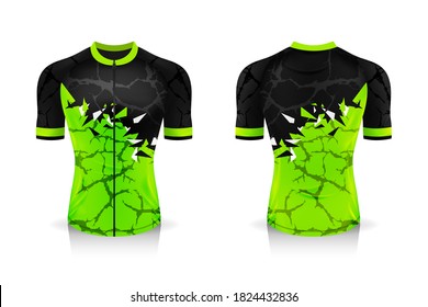 Specification Cycling Jersey template. mock up Sport T Shirt round neck uniform for bicycle apparel . Vector Illustration design , Separate work layers .