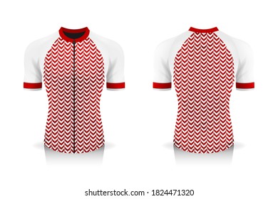 Specification Cycling Jersey template. mock up Sport T Shirt round neck uniform for bicycle apparel . Vector Illustration design , Separate work layers .