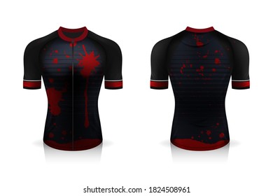 Especificación plantilla de Jersey de Ciclismo. burlarse del uniforme de cuello redondo de Sport T Shirt para ropa de bicicleta . Diseño de ilustración vectorial , capas de trabajo separadas .