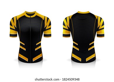 Specification Cycling Jersey template. mock up Sport T Shirt round neck uniform for bicycle apparel . Vector Illustration design , Separate work layers .