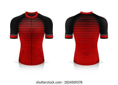 Specification Cycling Jersey template. mock up Sport T Shirt round neck uniform for bicycle apparel . Vector Illustration design , Separate work layers .