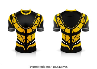 Specification Cycling Jersey template. mock up Sport T Shirt round neck uniform for bicycle apparel . Vector Illustration design , Separate work layers .