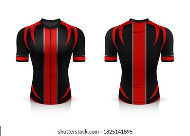 Specification Cycling Jersey template. mock up Sport T Shirt round neck uniform for bicycle apparel . Vector Illustration design , Separate work layers .