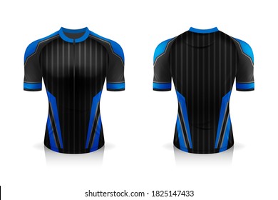 Specification Cycling Jersey template. mock up Sport T Shirt round neck uniform for bicycle apparel . Vector Illustration design , Separate work layers .