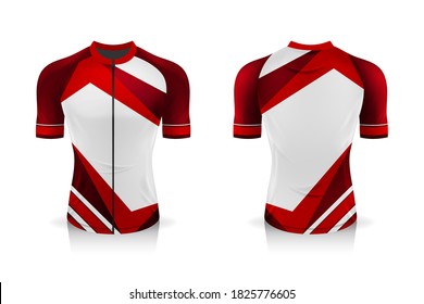 Specification Cycling Jersey template. mock up Sport T Shirt round neck uniform for bicycle apparel . Vector Illustration design , Separate work layers .